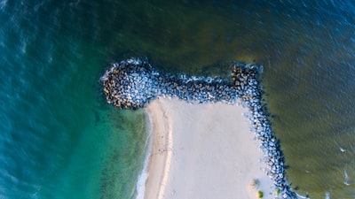 航空摄影的海洋和白色的沙子
